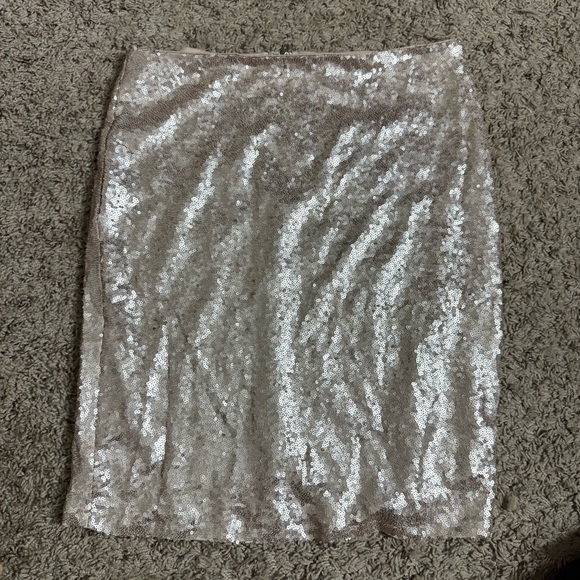 Lulu's Silver Sequin Pencil Skirt - Picture 1 of 3